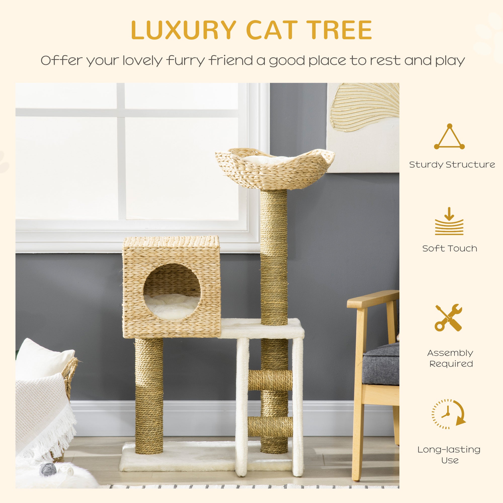 Rattan Cat Tower — Natural Weave