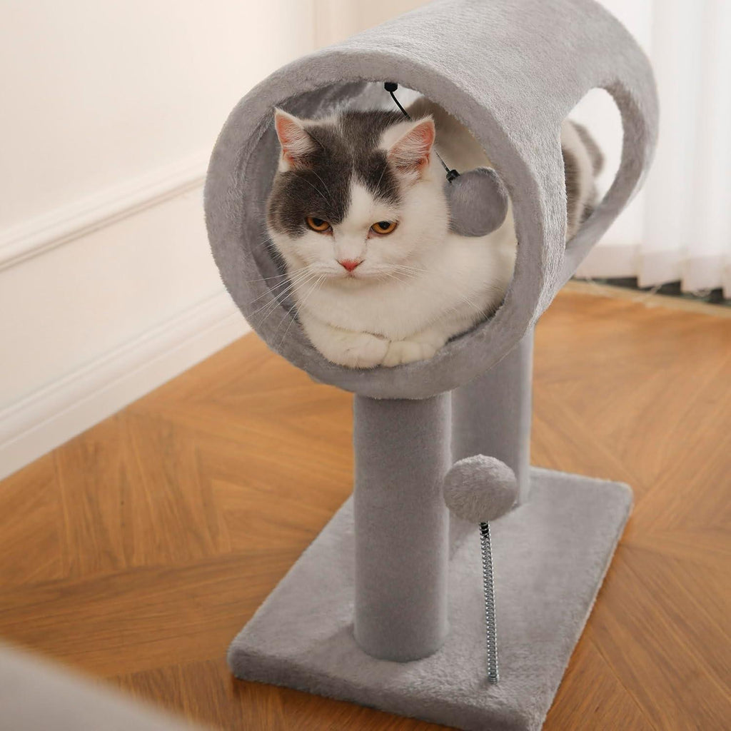 Gray Cat Tree — Tunnel & Perch