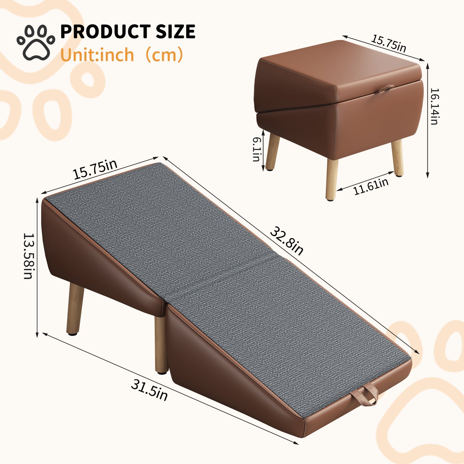 Foldable Wood Pet Stairs & Ramp — Large