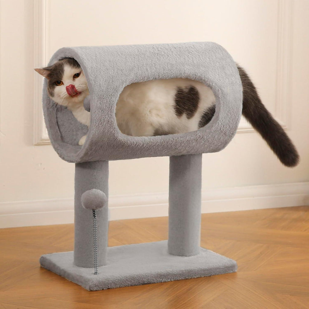 Gray Cat Tree — Tunnel & Perch