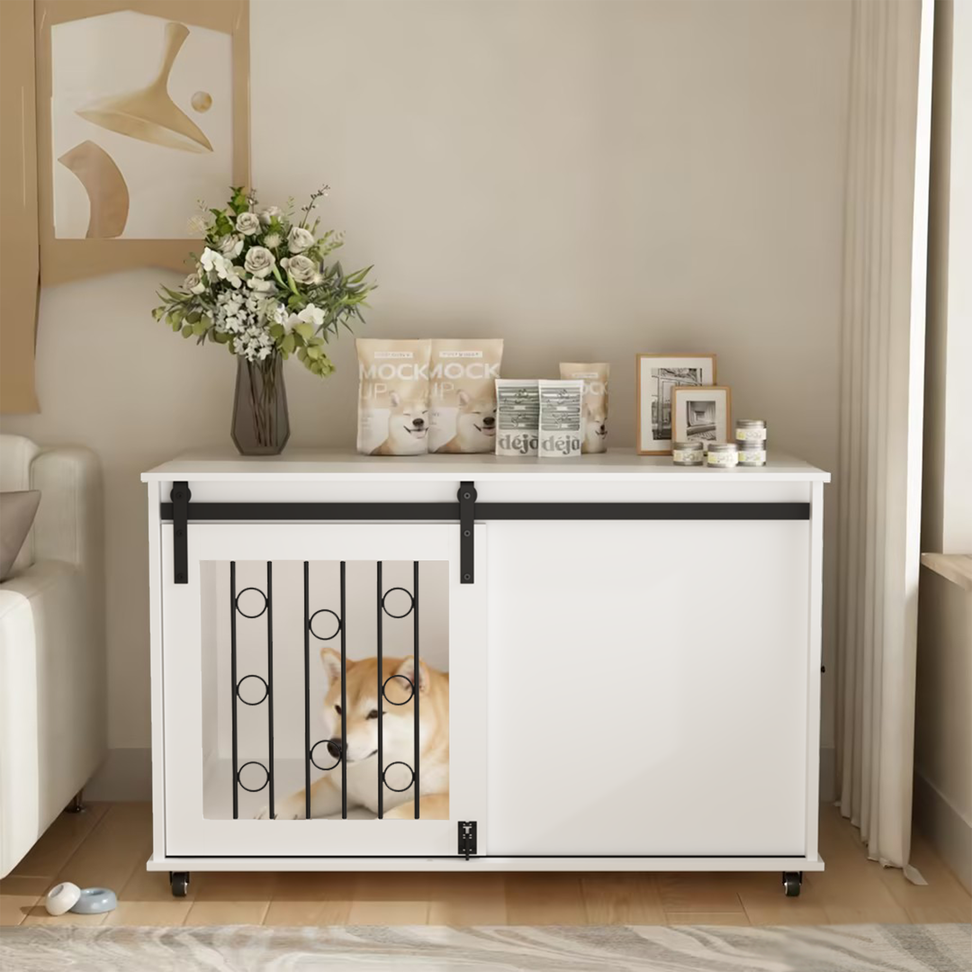Dog Crate — Sliding Barn Door