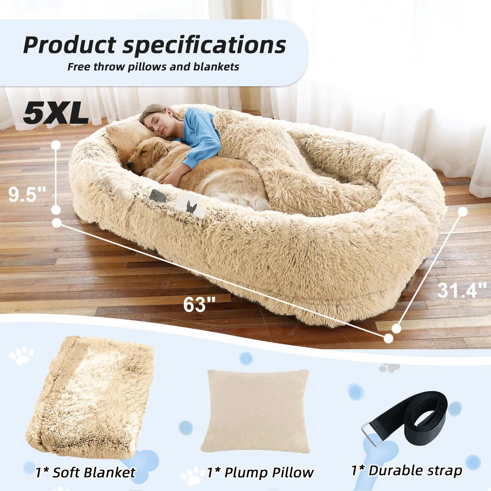 Oversized Human & Pet Bed — Faux Fur