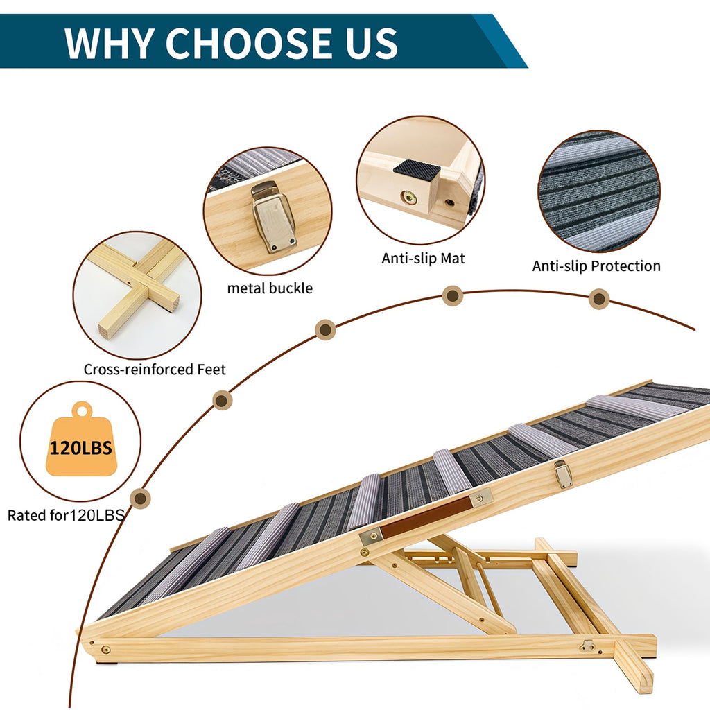Adjustable Dog Ramp — Solid Wood