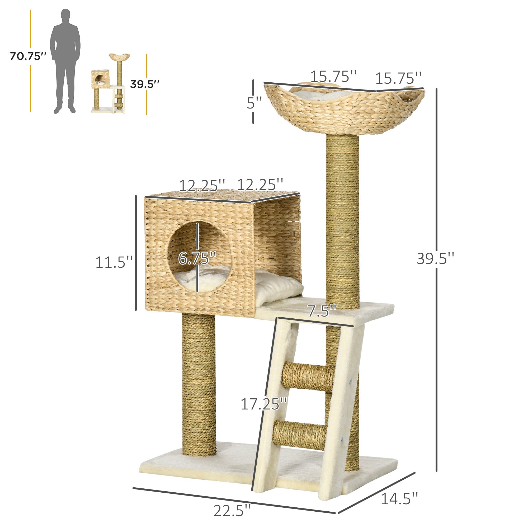Rattan Cat Tower — Natural Weave