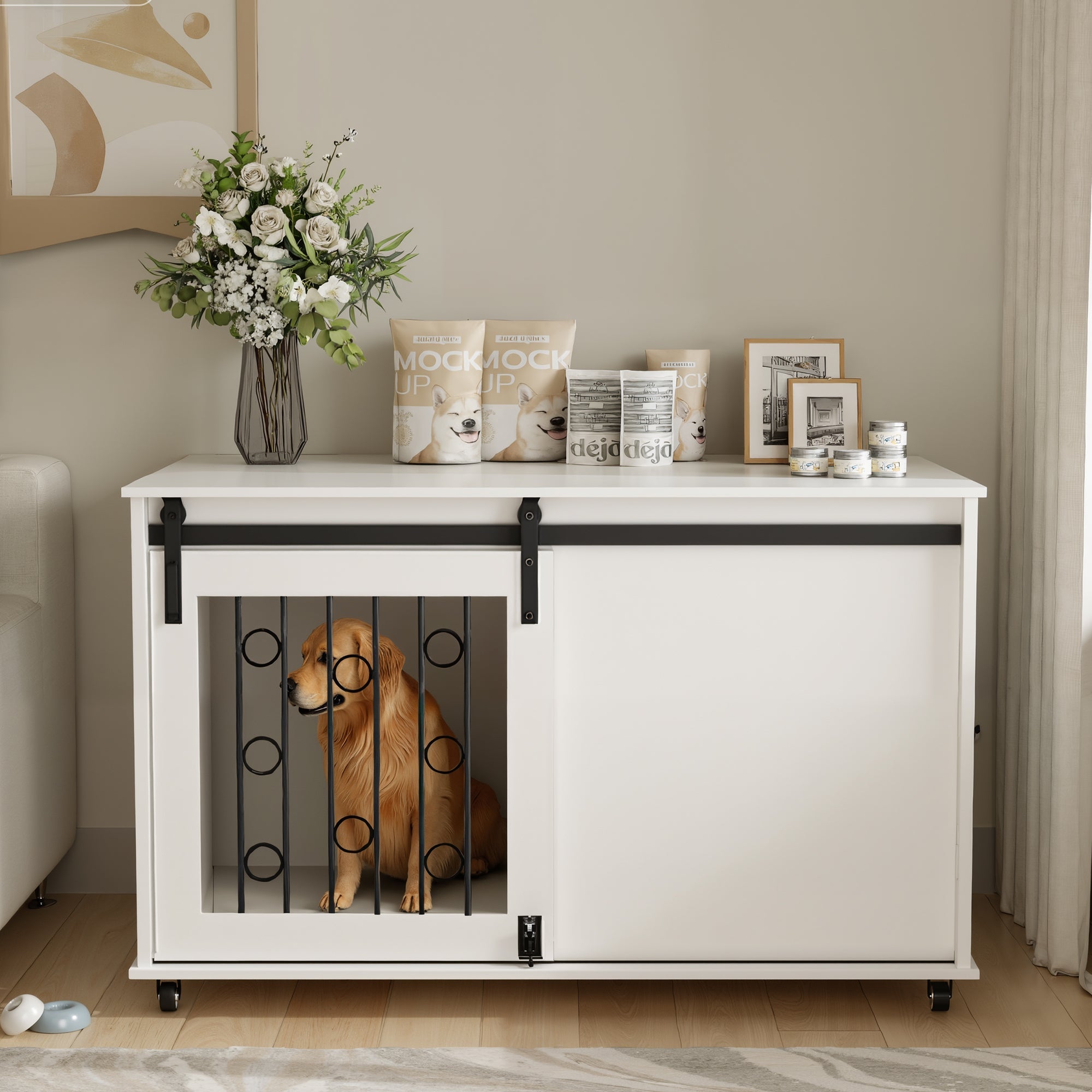 Dog Crate — Sliding Barn Door