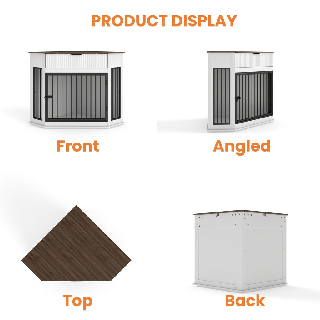Corner Dog Crate — Fluted Drawer