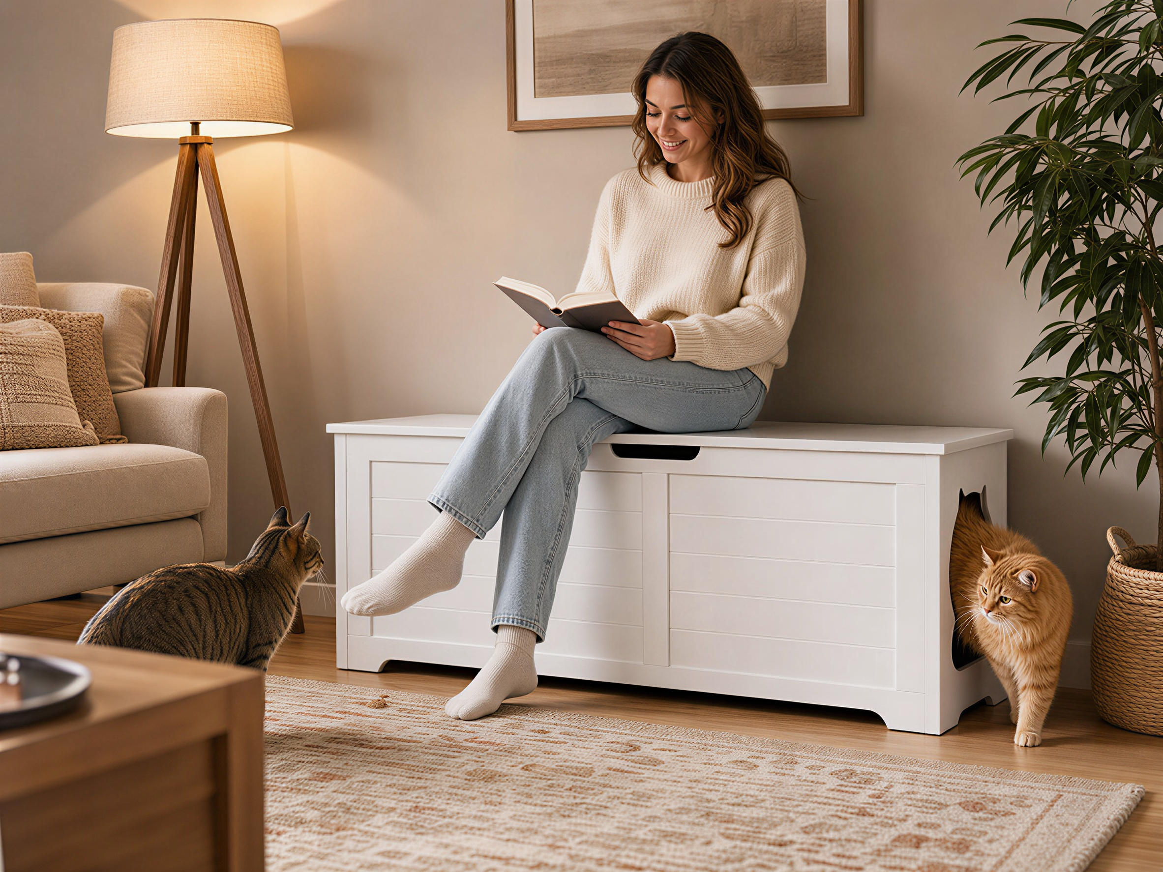 Hidden Litter Box Cabinet — Top Open