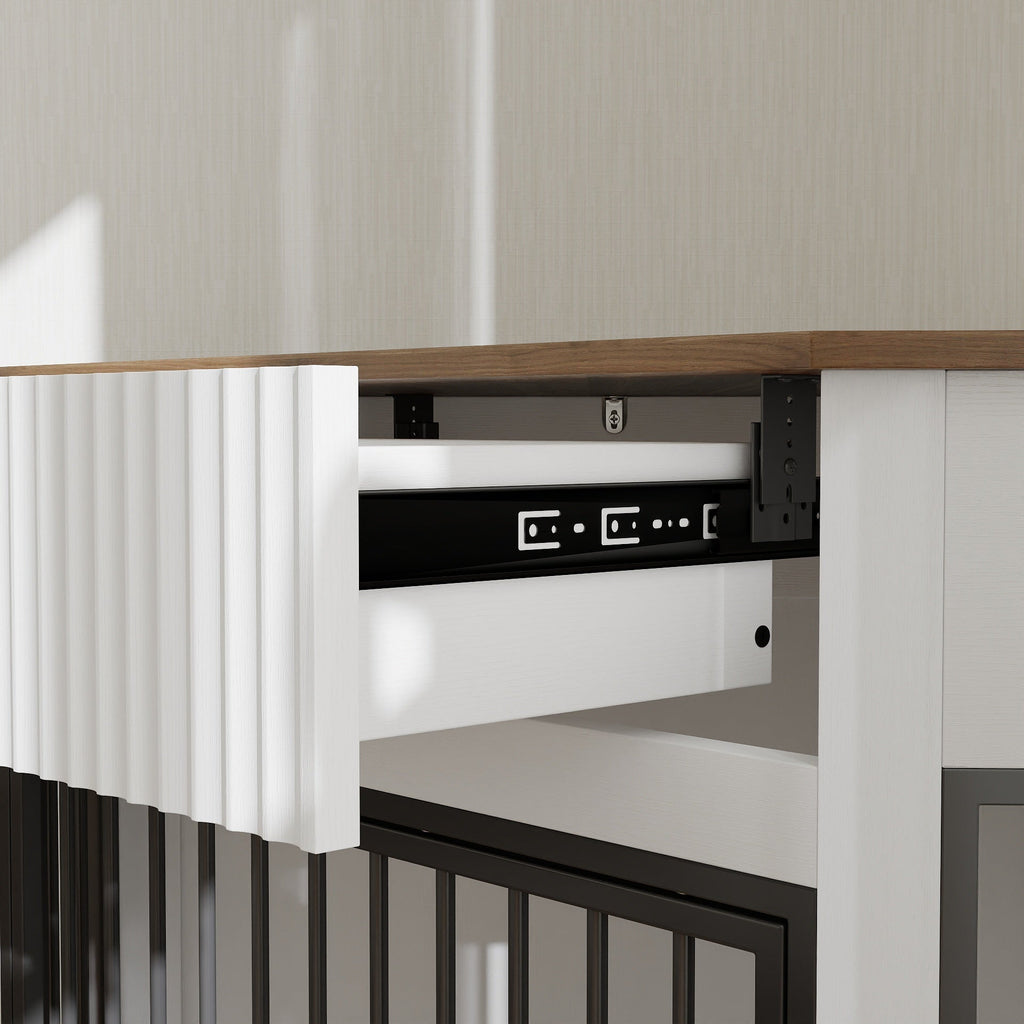 Corner Dog Crate — Fluted Drawer