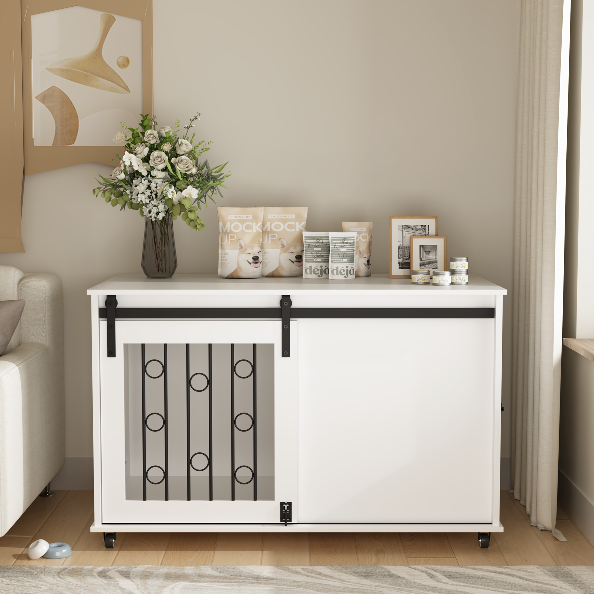 Dog Crate — Sliding Barn Door