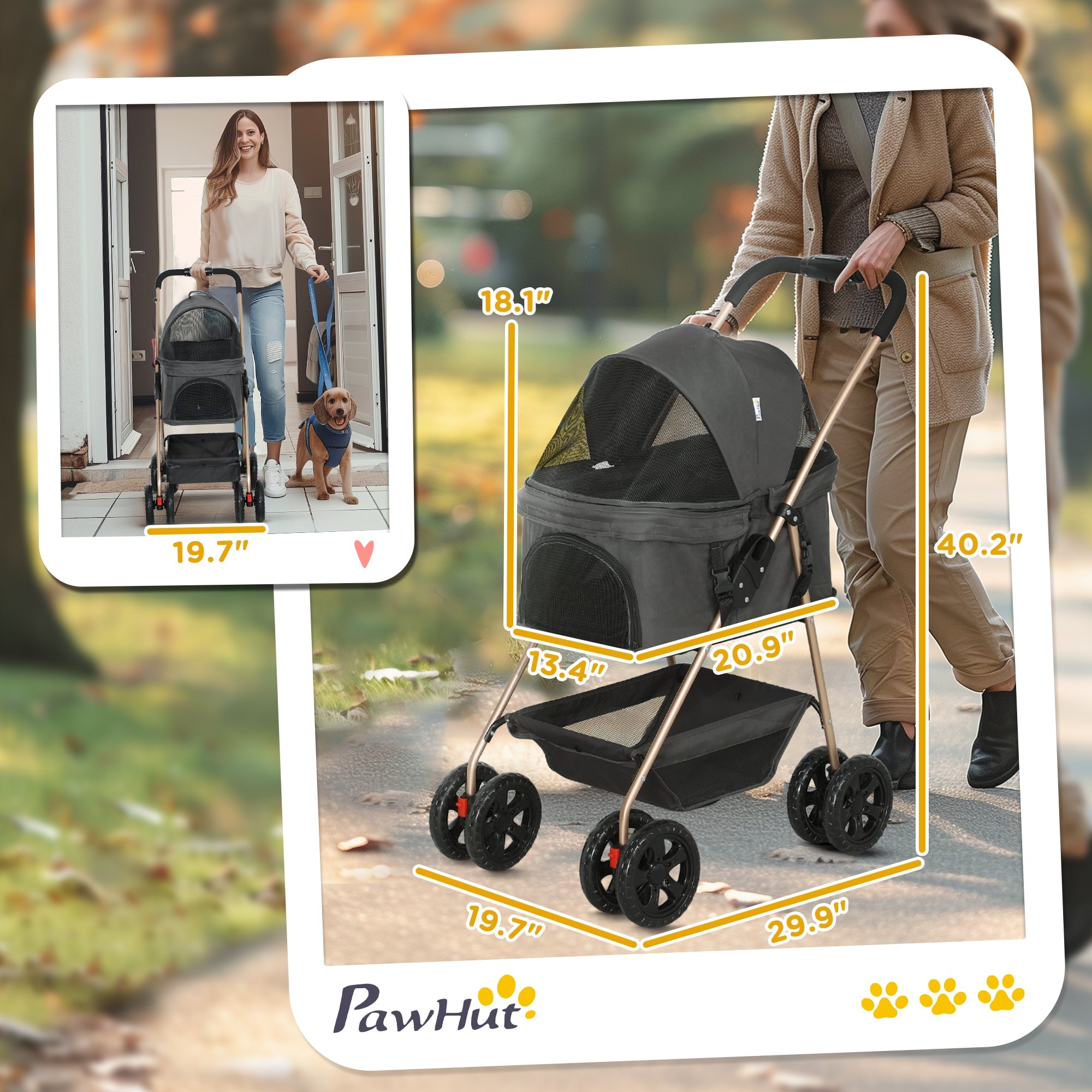 3-in-1 Foldable Pet Stroller — Small Dogs