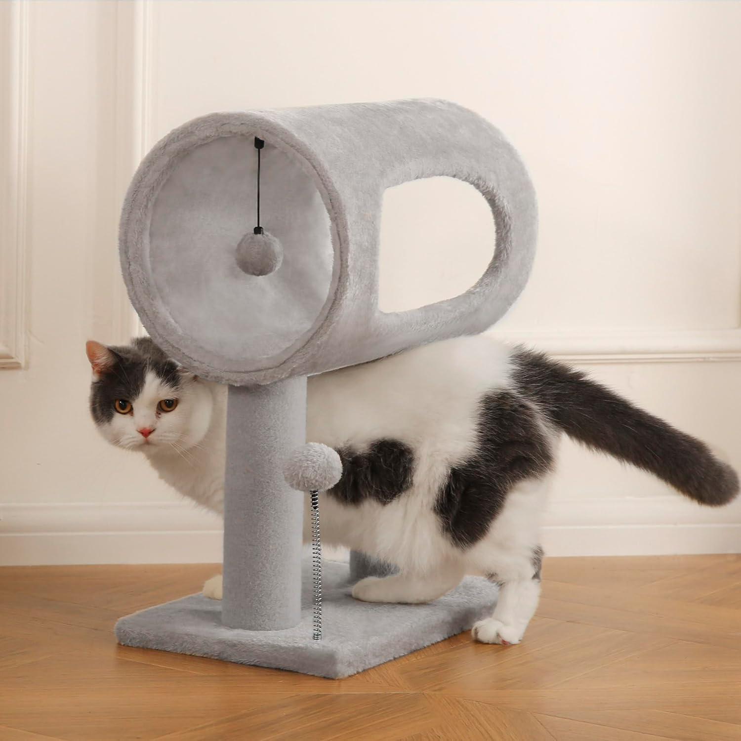 Gray Cat Tree — Tunnel & Perch