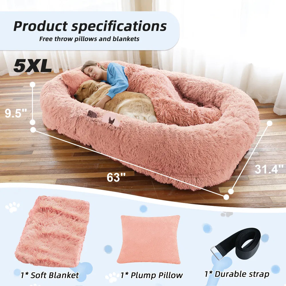 Oversized Human & Pet Bed — Faux Fur