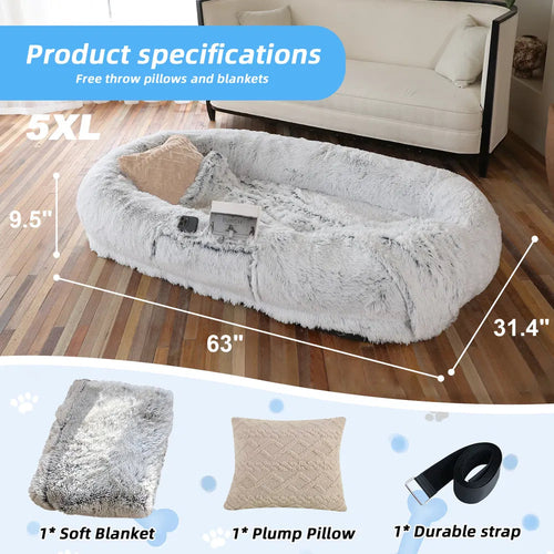 Oversized Human & Pet Bed — Faux Fur