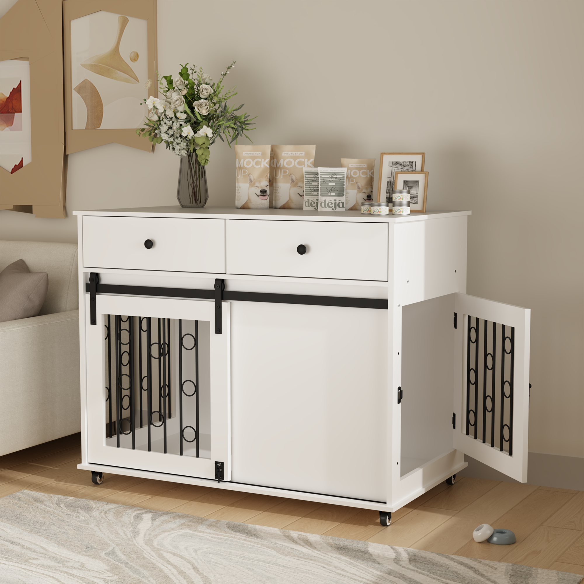 Dog Crate — Sliding Barn Door