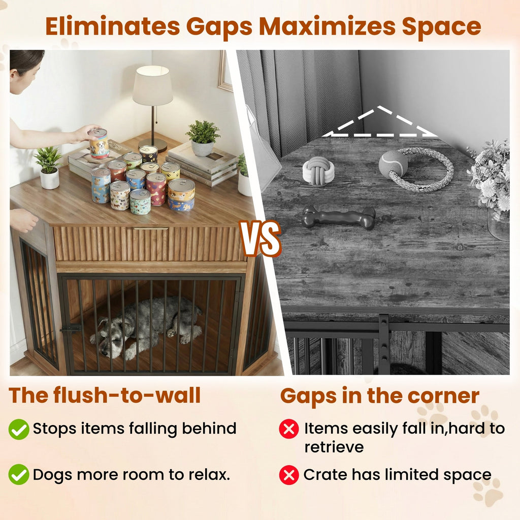 Corner Dog Crate — Fluted Drawer