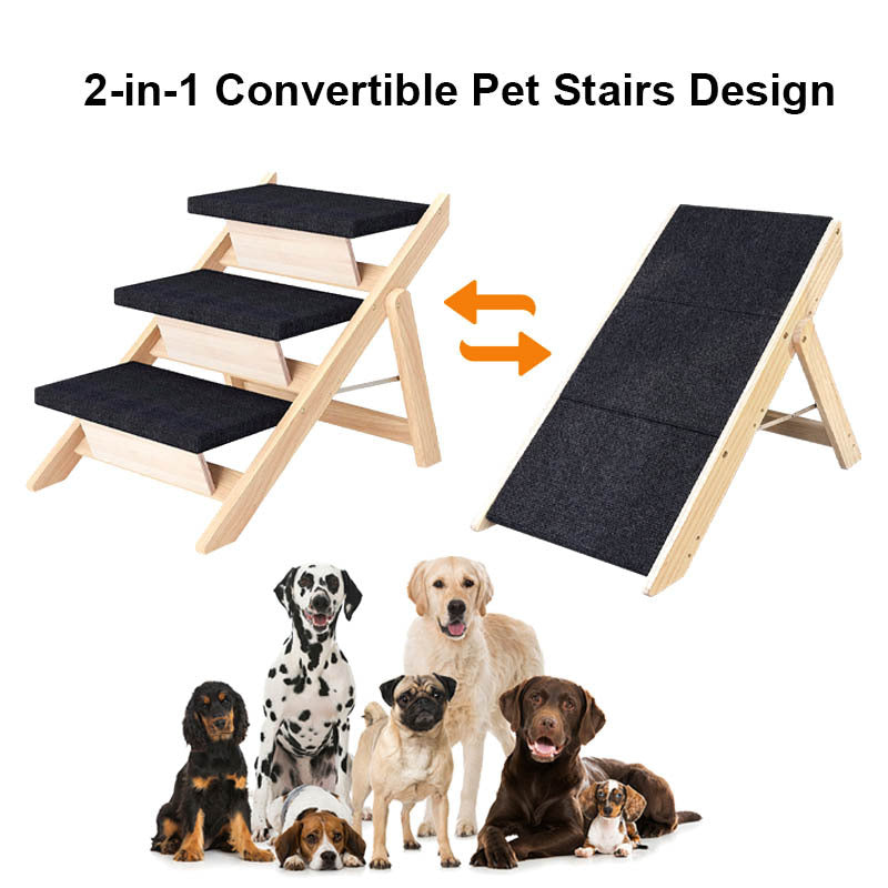 Foldable Wood Pet Stairs & Ramp — Small