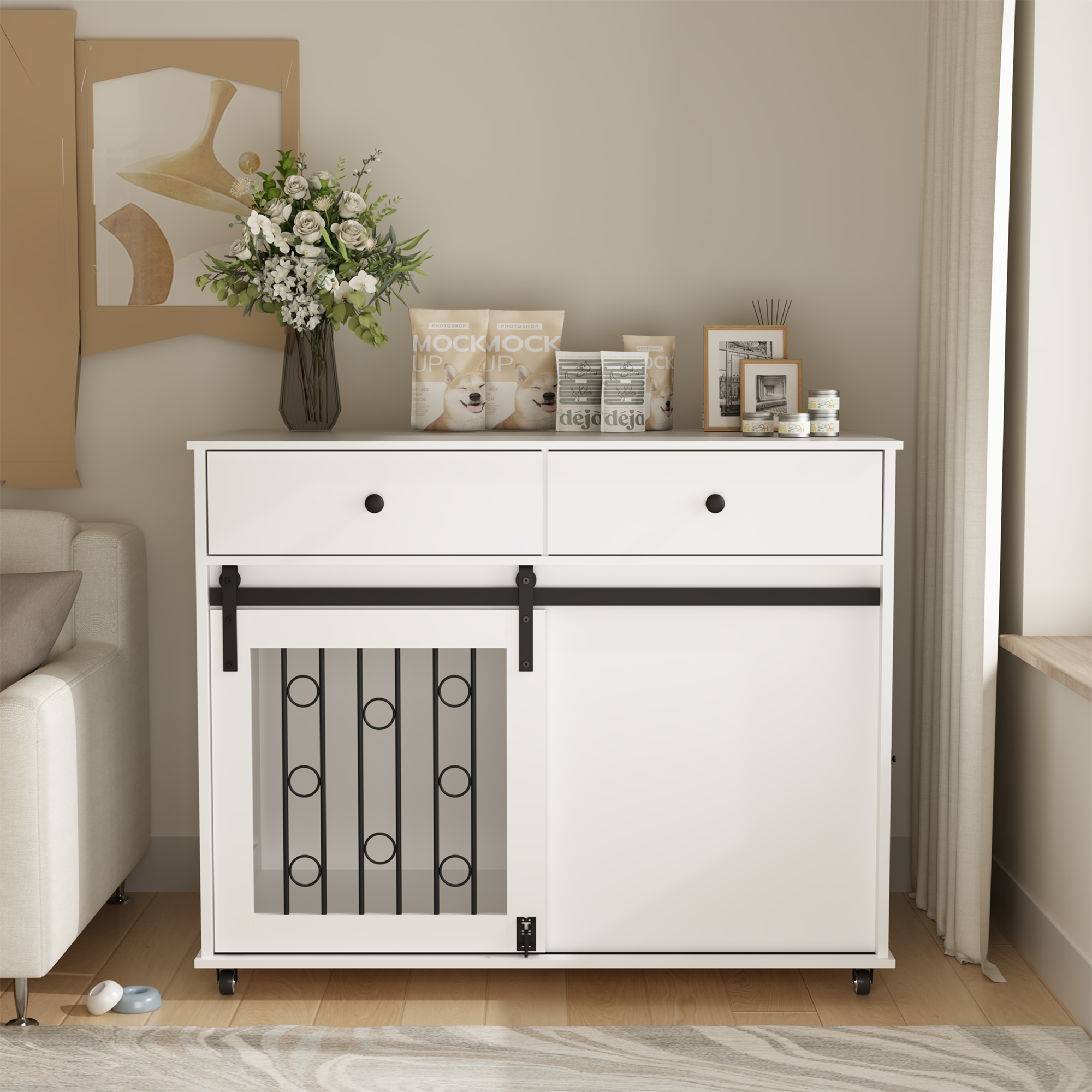 Dog Crate — Sliding Barn Door