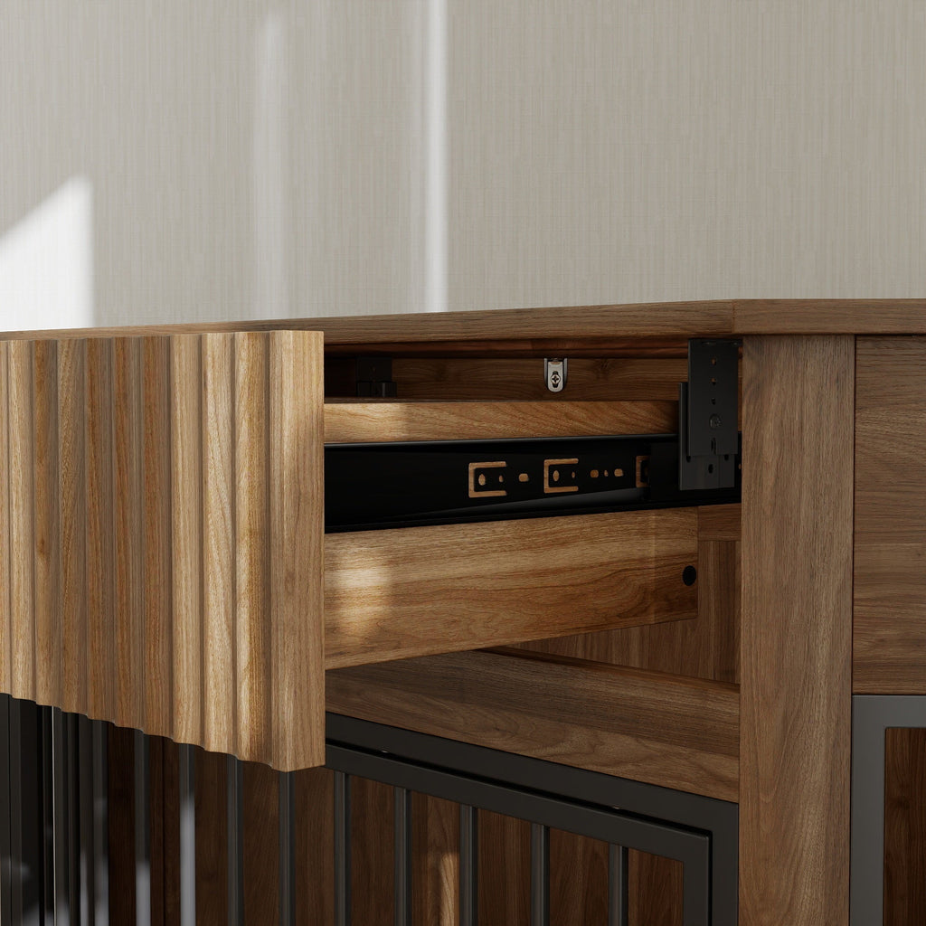 Corner Dog Crate — Fluted Drawer