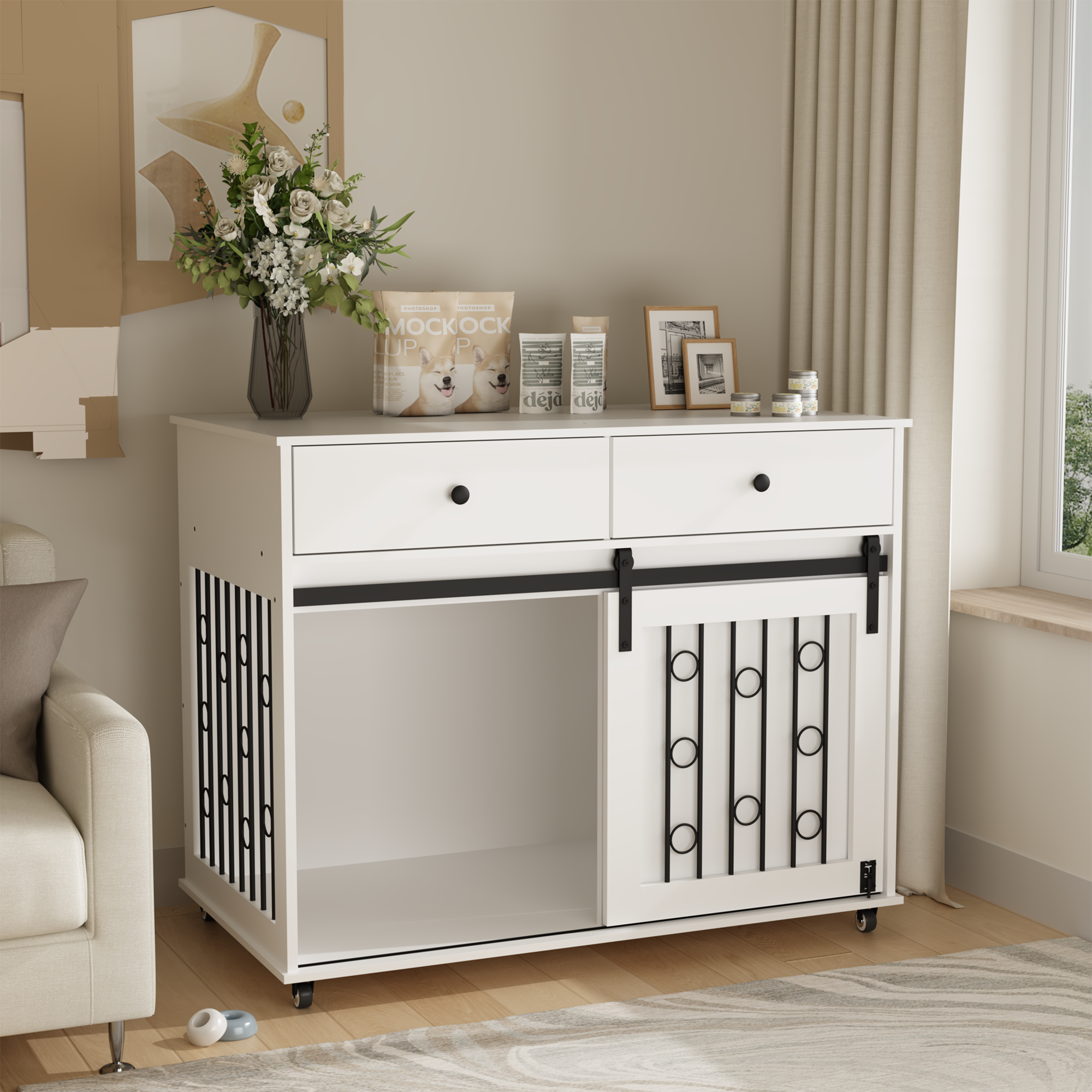 Dog Crate — Sliding Barn Door