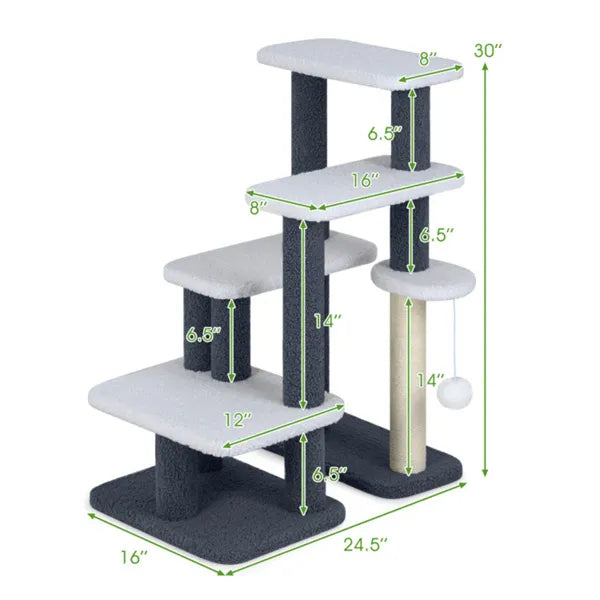 Cat Stairs & Tree — 4-Level Combo