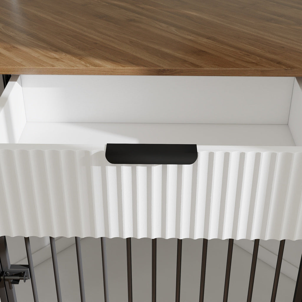 Corner Dog Crate — Fluted Drawer