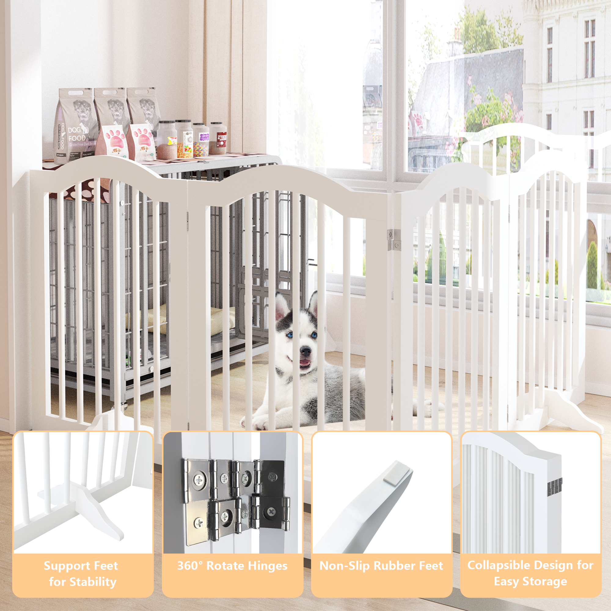 Freestanding Pet Gate — Foldable Wood