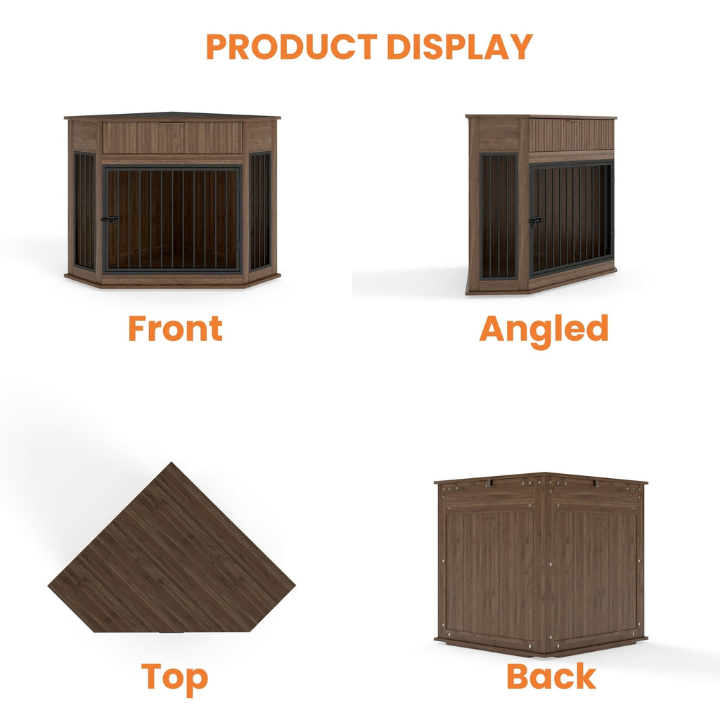 Corner Dog Crate — Fluted Drawer