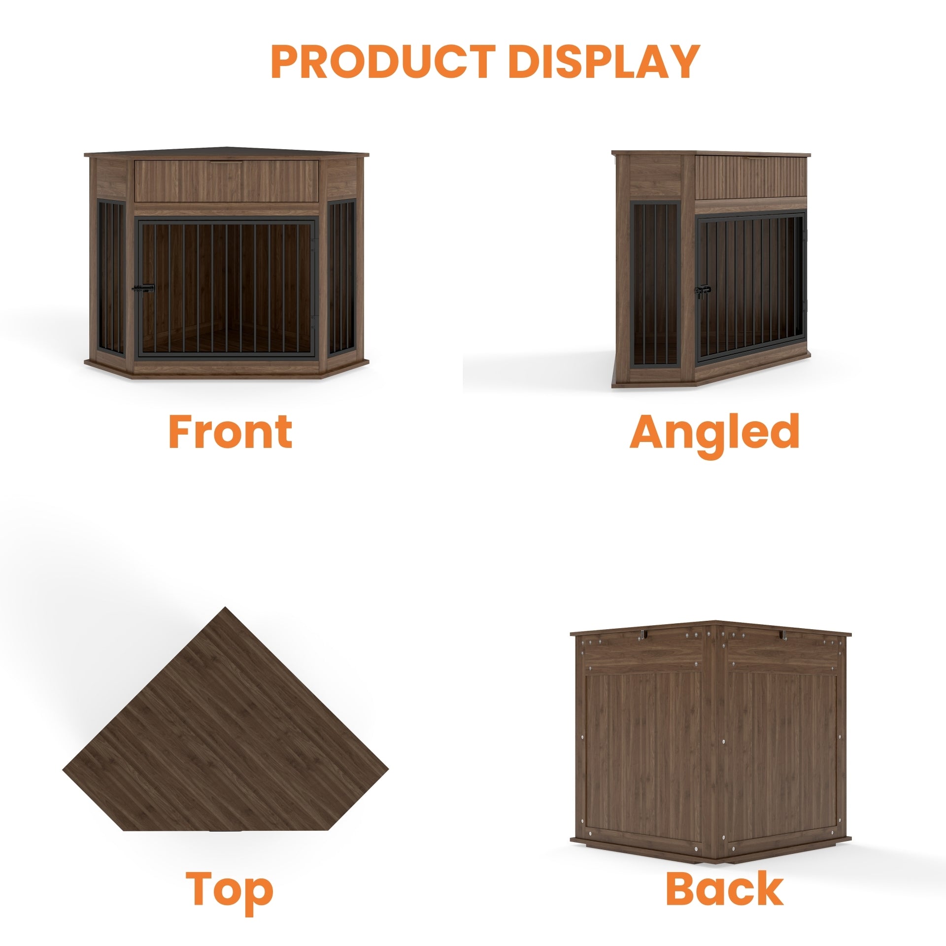 Corner Dog Crate — Fluted Drawer