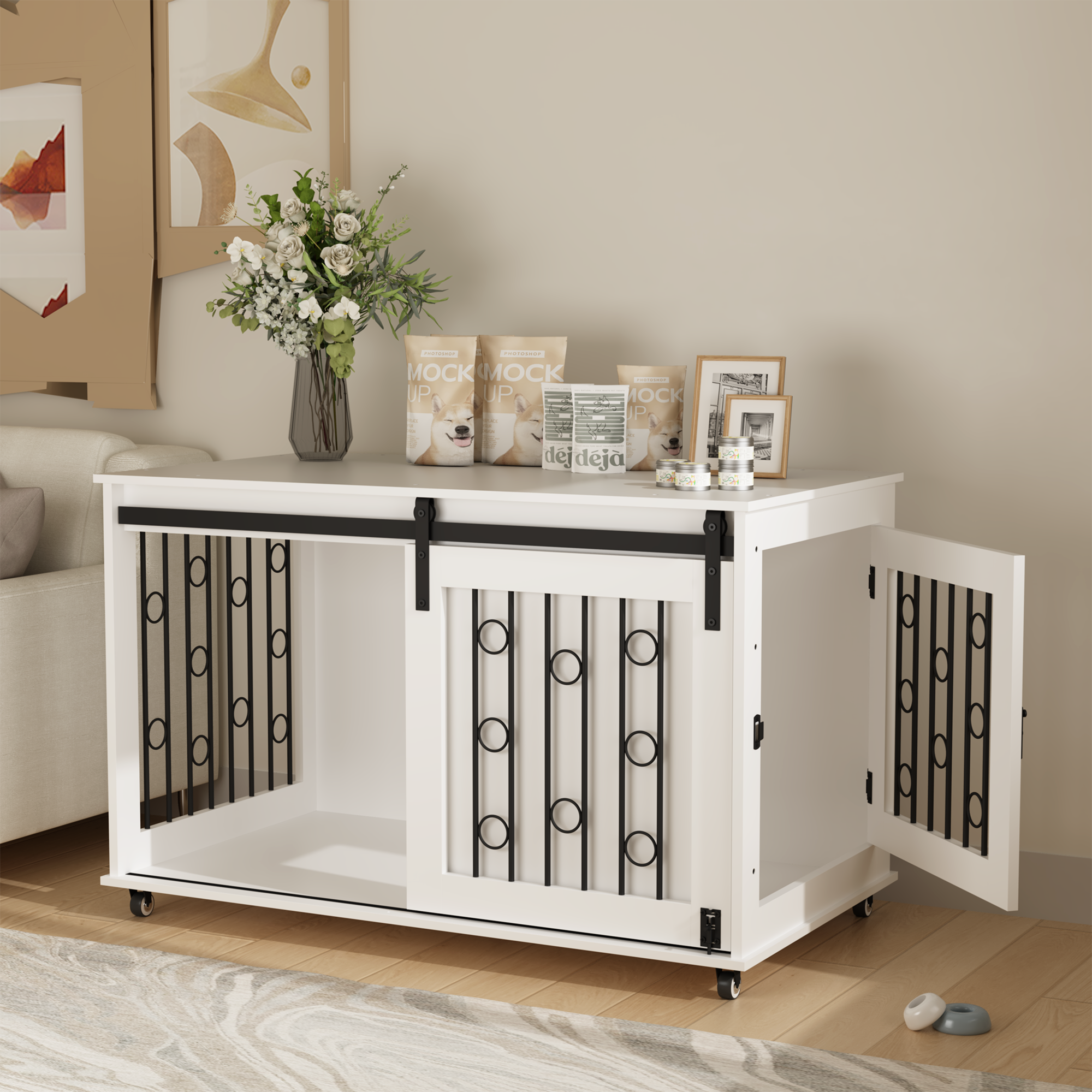 Dog Crate — Sliding Barn Door