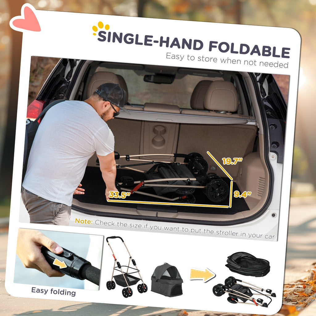 3-in-1 Foldable Pet Stroller — Small Dogs