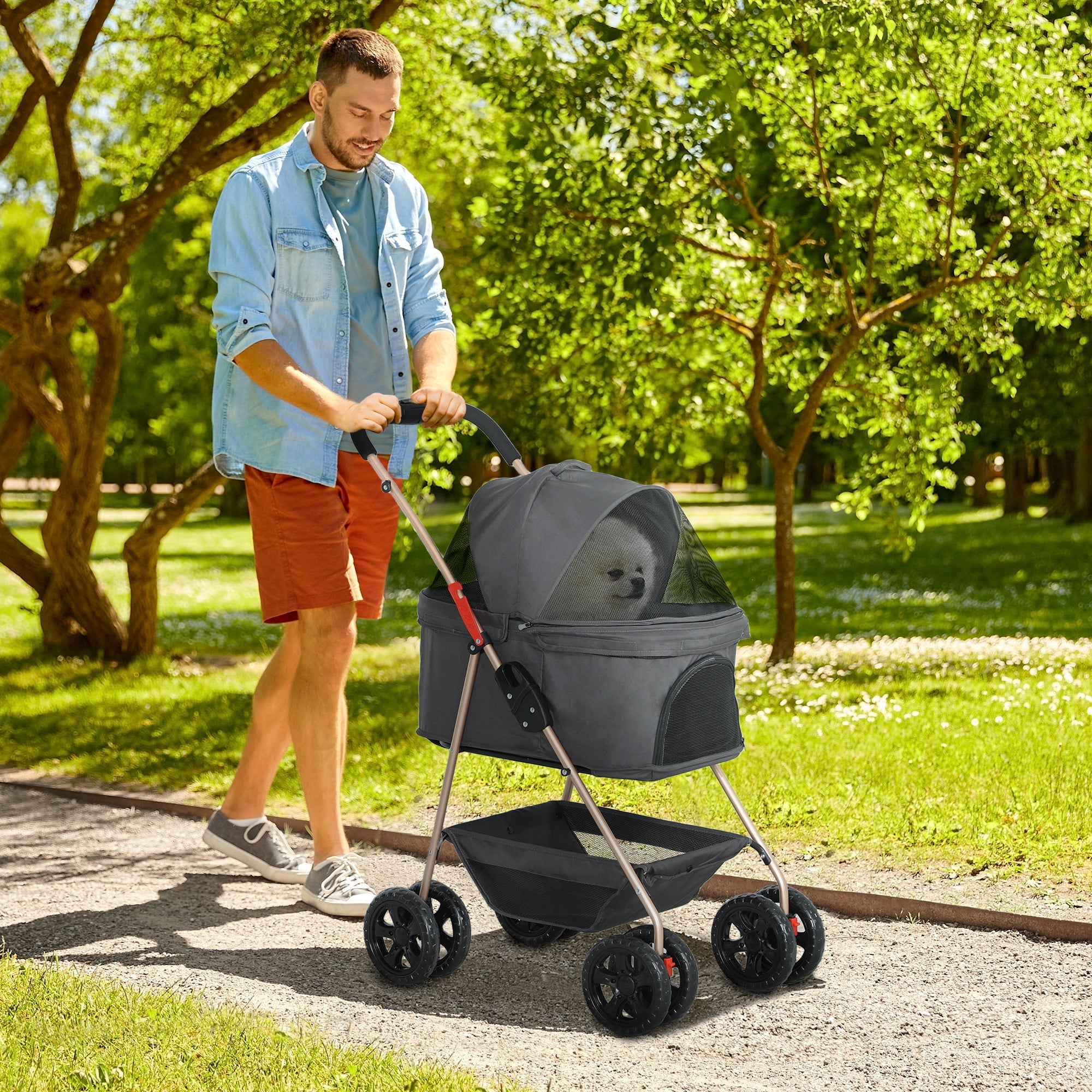 3-in-1 Foldable Pet Stroller — Small Dogs