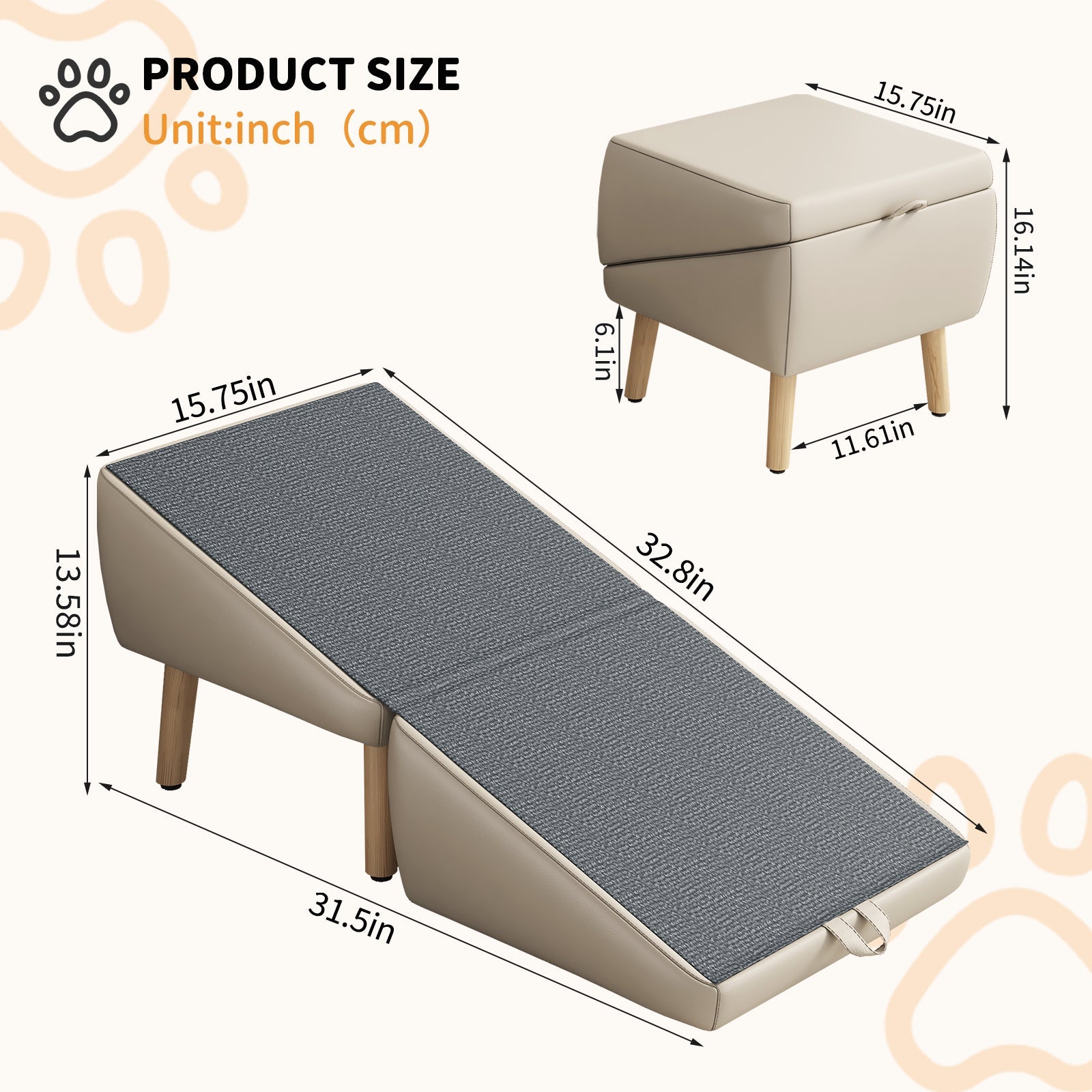 Foldable Wood Pet Stairs & Ramp — Large