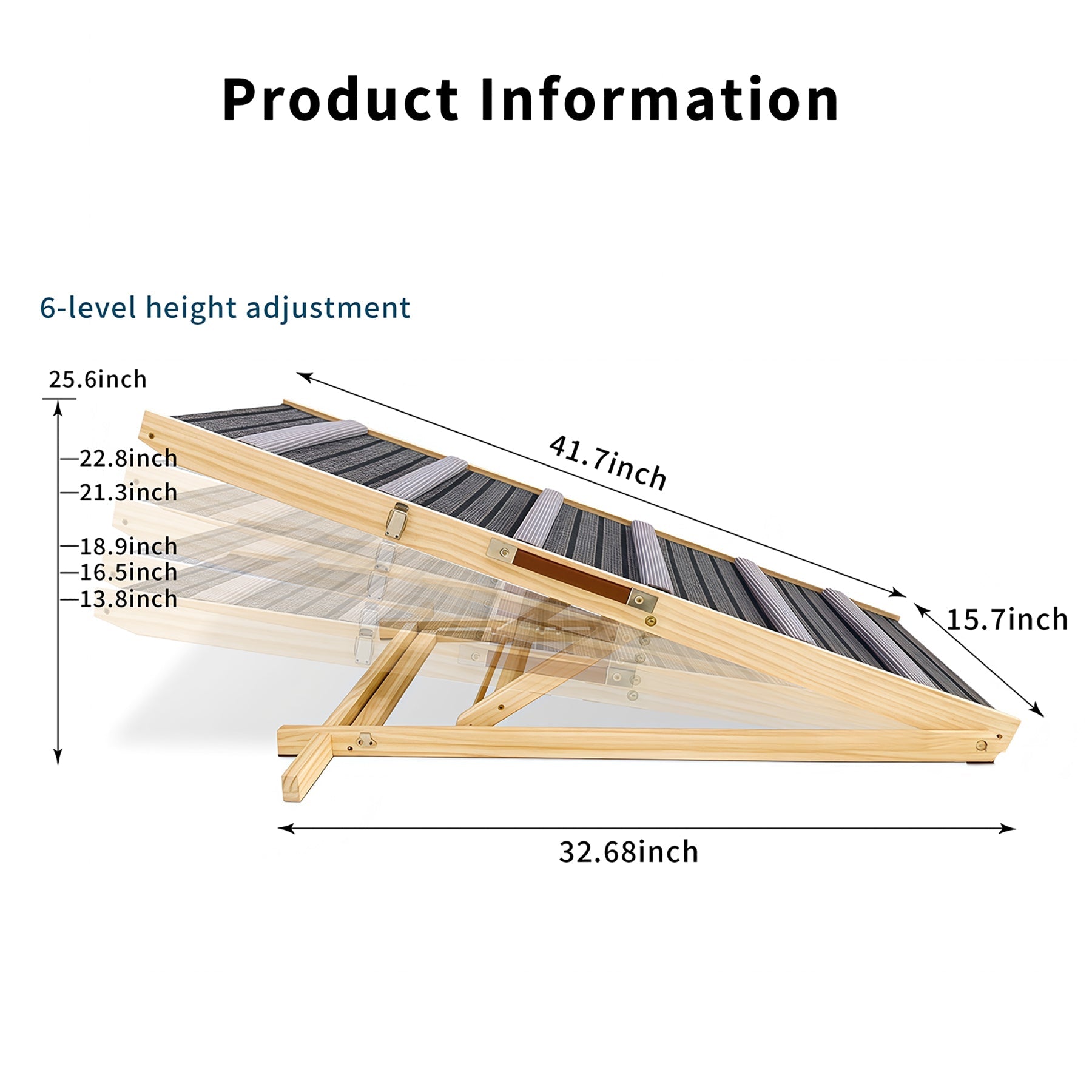 Adjustable Dog Ramp — Solid Wood