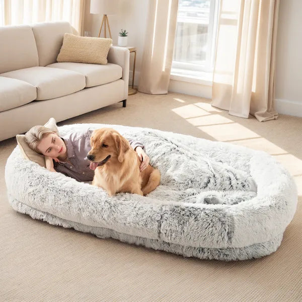 Oversized Human & Pet Bed — Faux Fur
