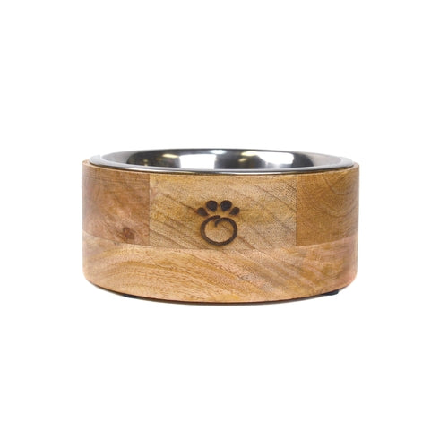 Mango Wood Pet Bowl — Single