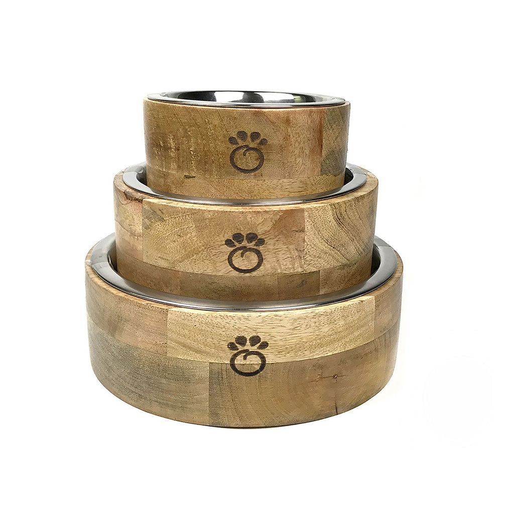 Mango Wood Pet Bowl — Single