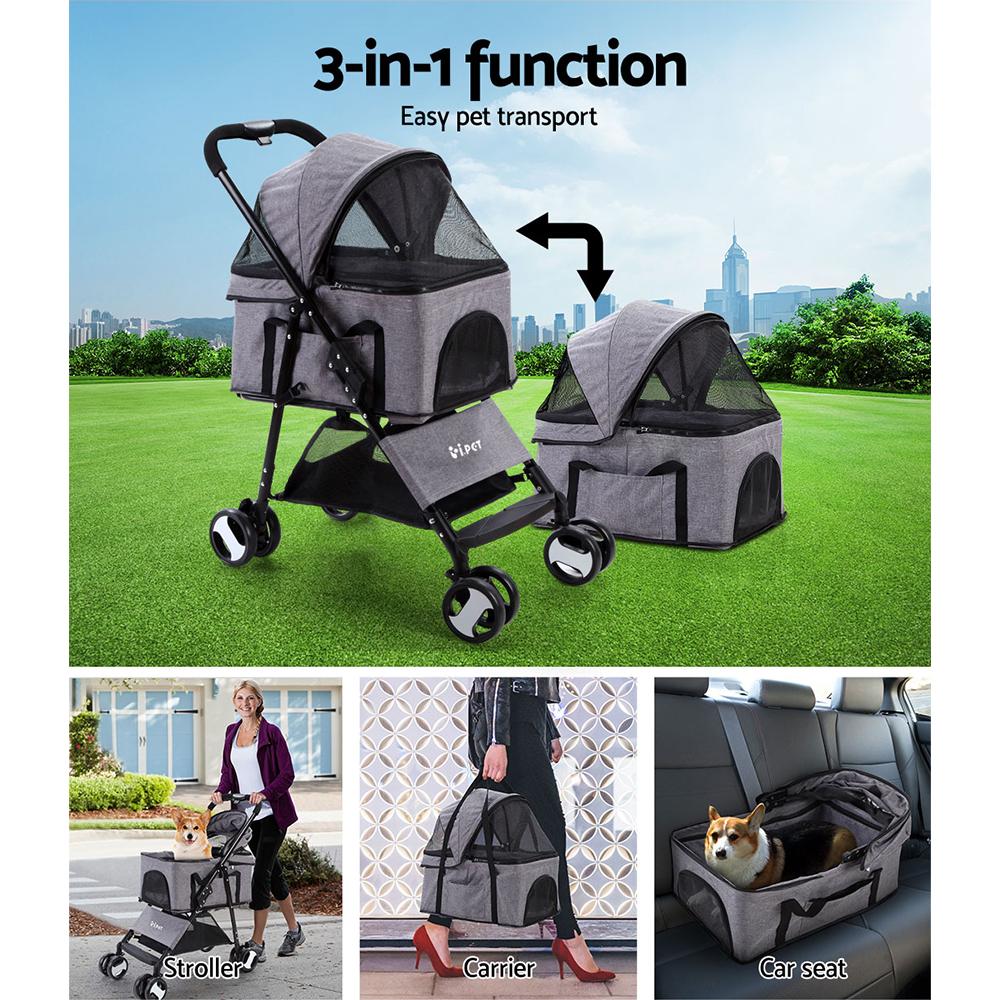 3-in-1 Pet Stroller — Grey