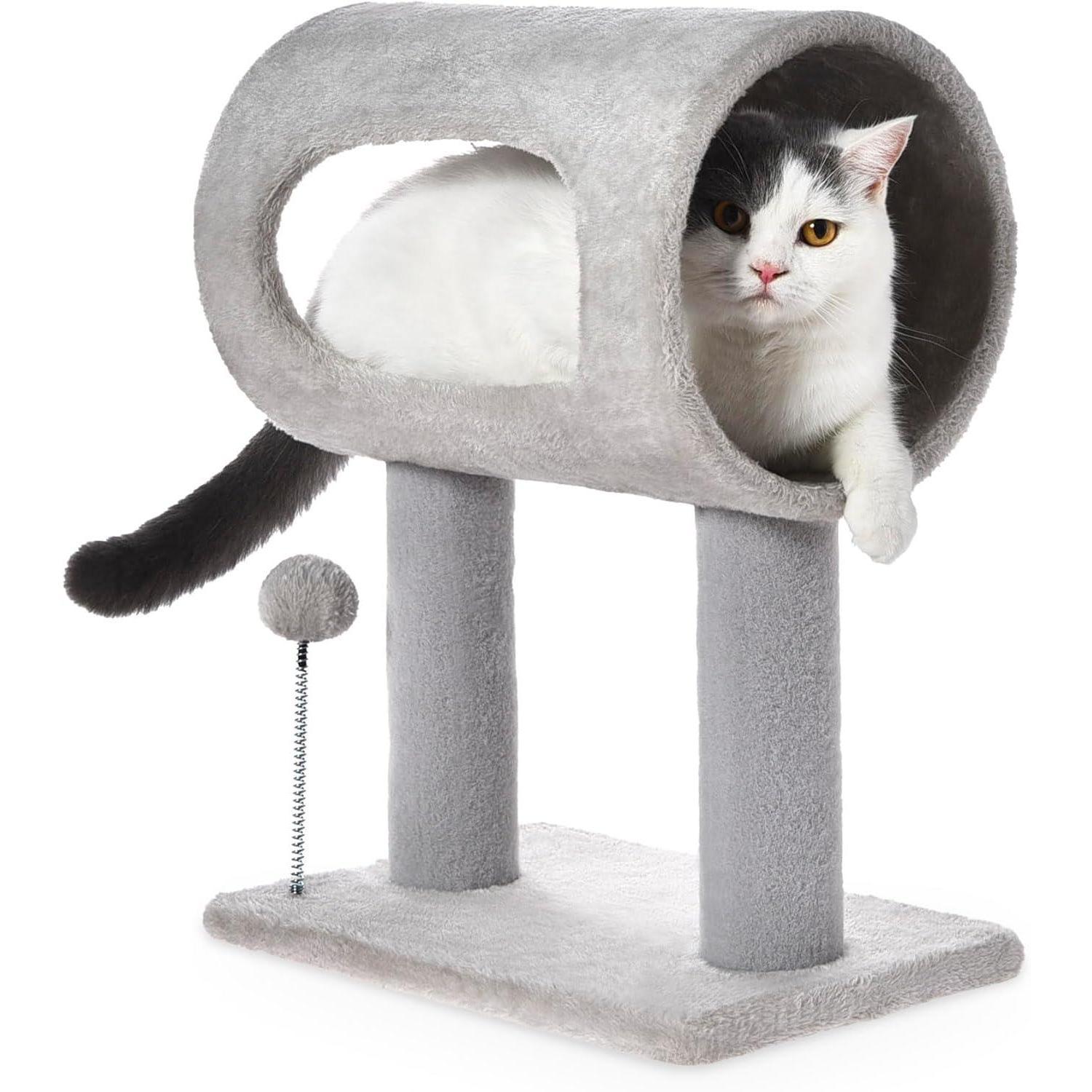 Gray Cat Tree — Tunnel & Perch