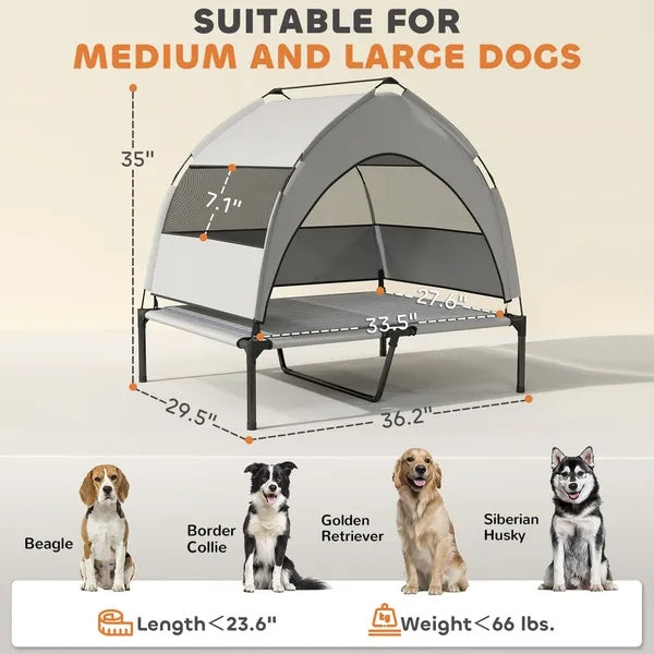 Elevated Dog Bed — Portable Canopy