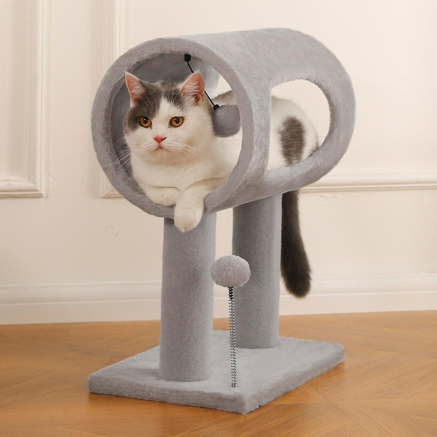 Gray Cat Tree — Tunnel & Perch