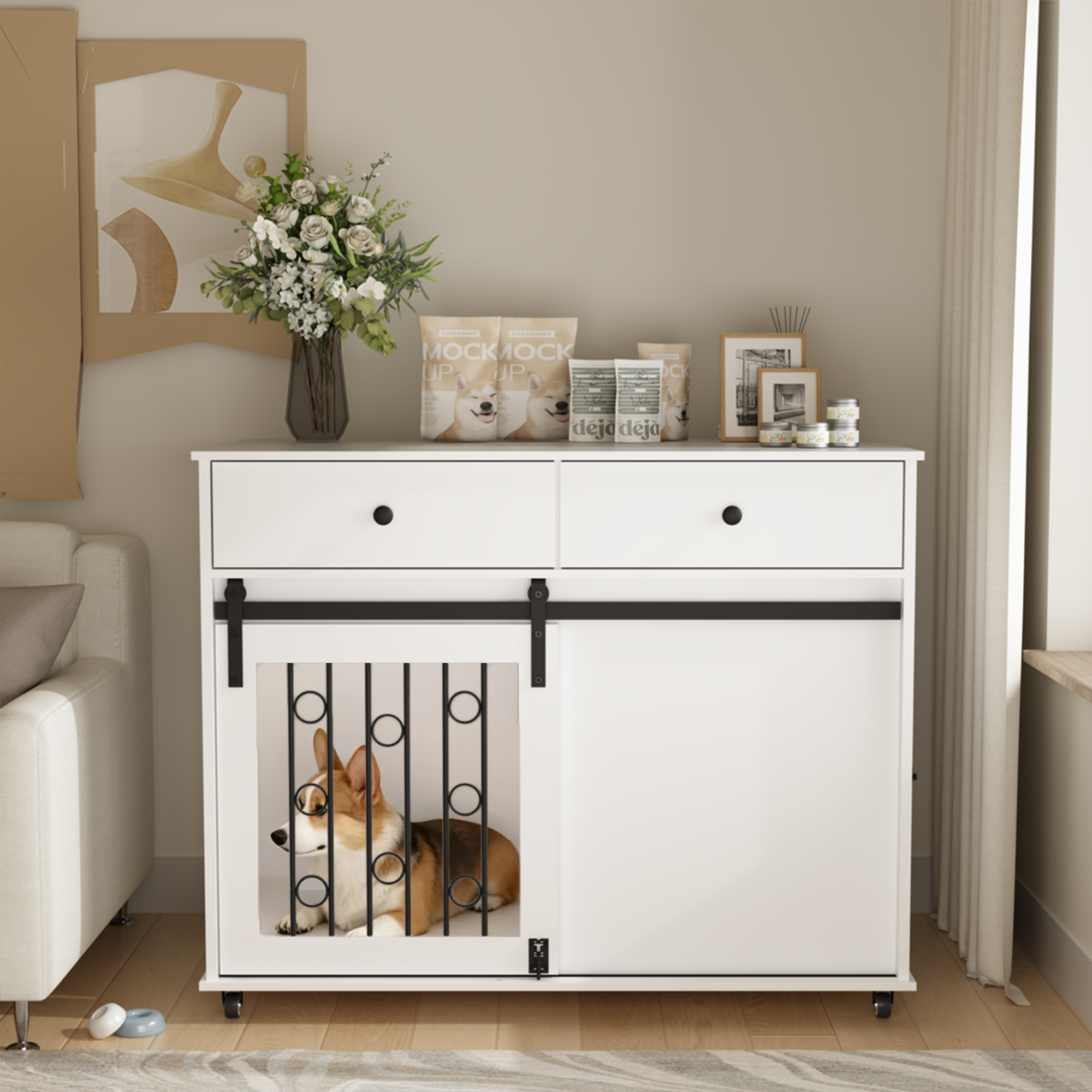 Dog Crate — Sliding Barn Door