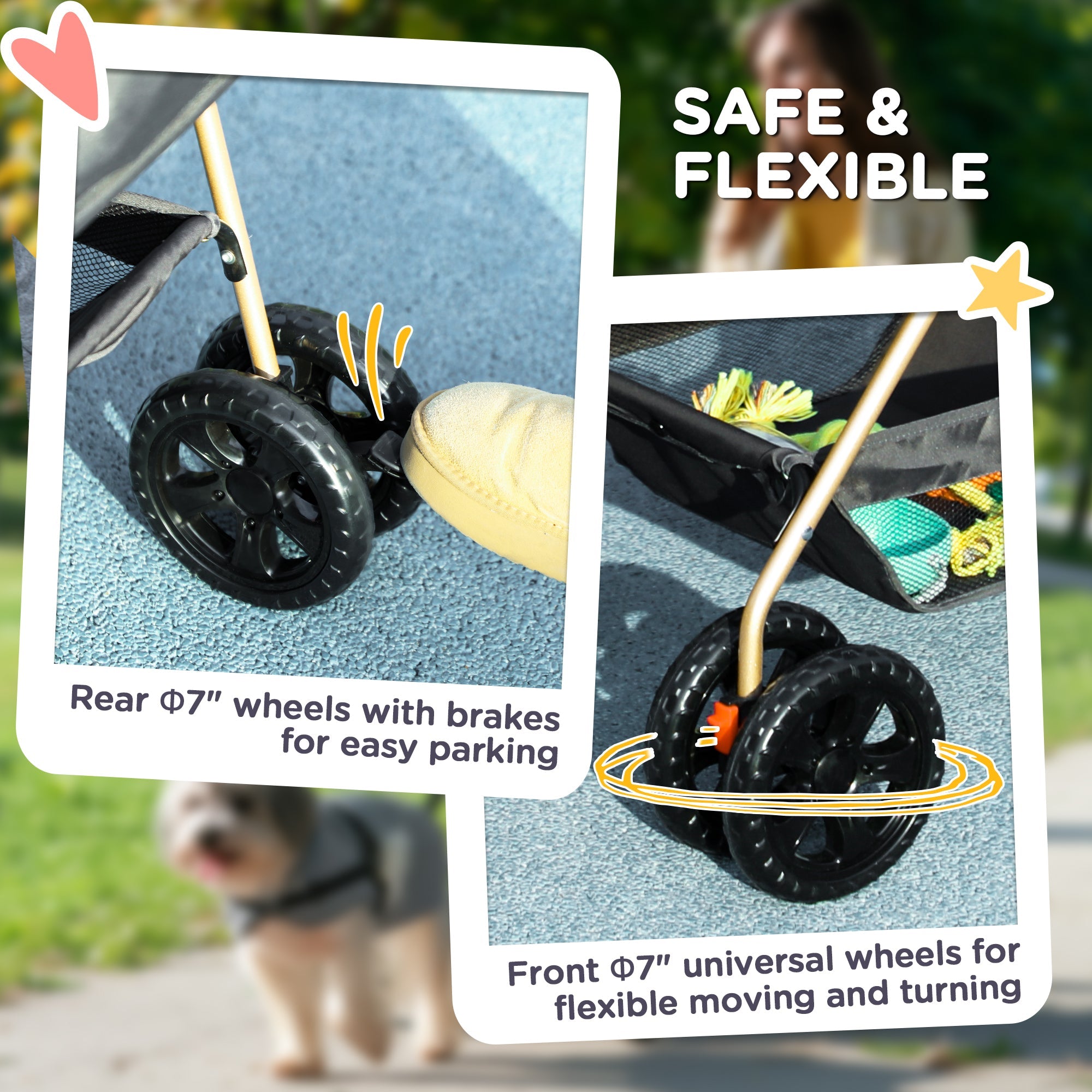 3-in-1 Foldable Pet Stroller — Small Dogs