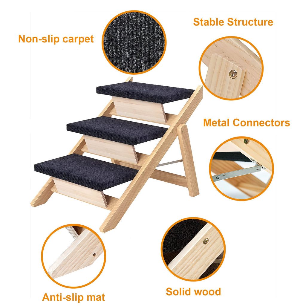 Foldable Wood Pet Stairs & Ramp — Small
