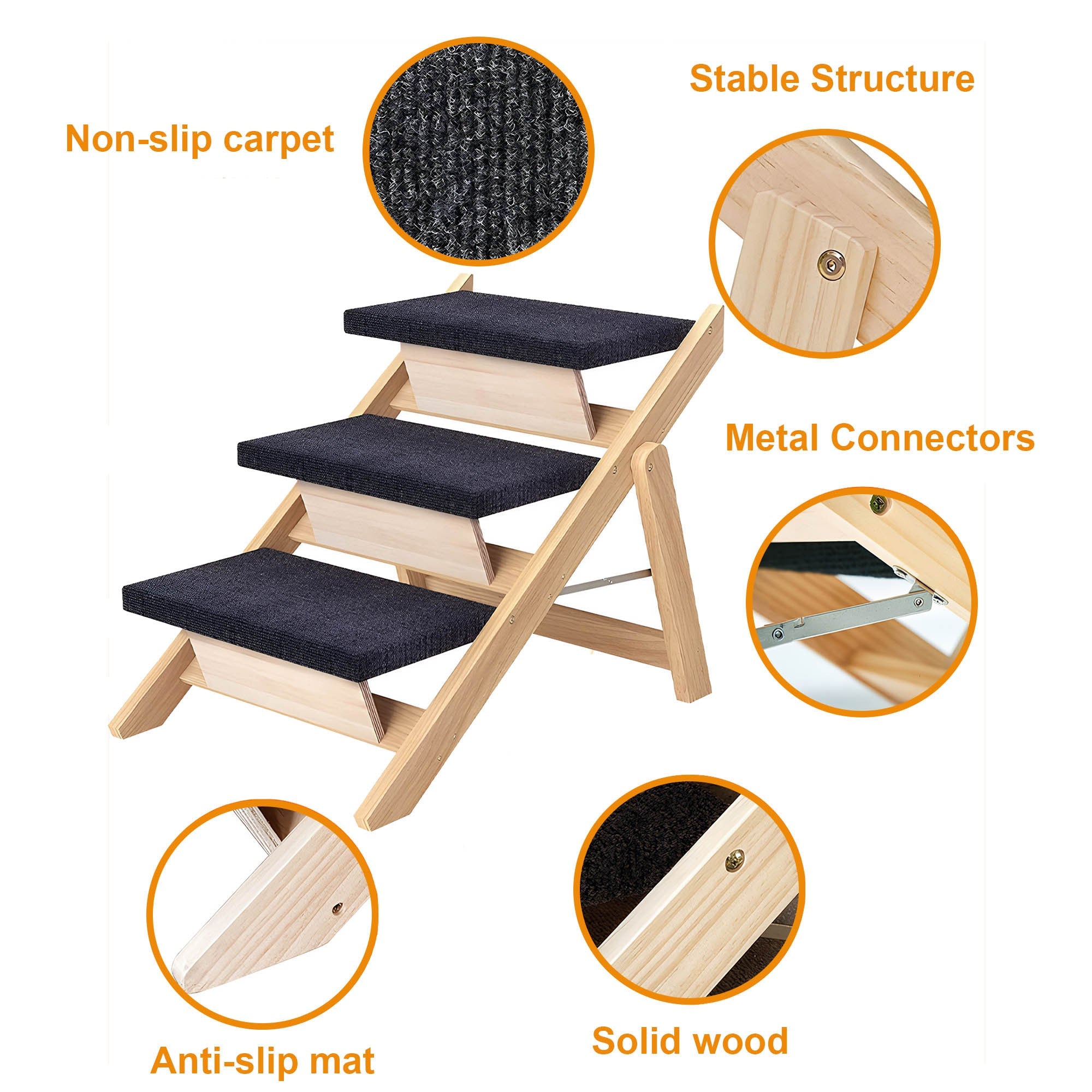 Foldable Wood Pet Stairs & Ramp — Small