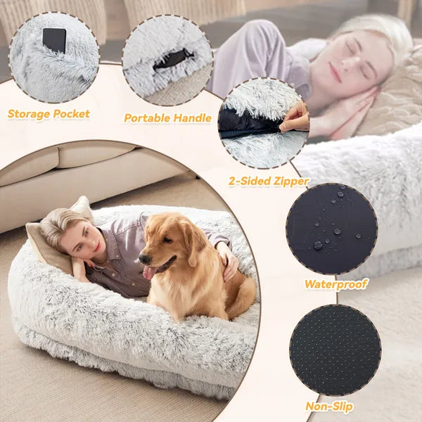 Oversized Human & Pet Bed — Faux Fur